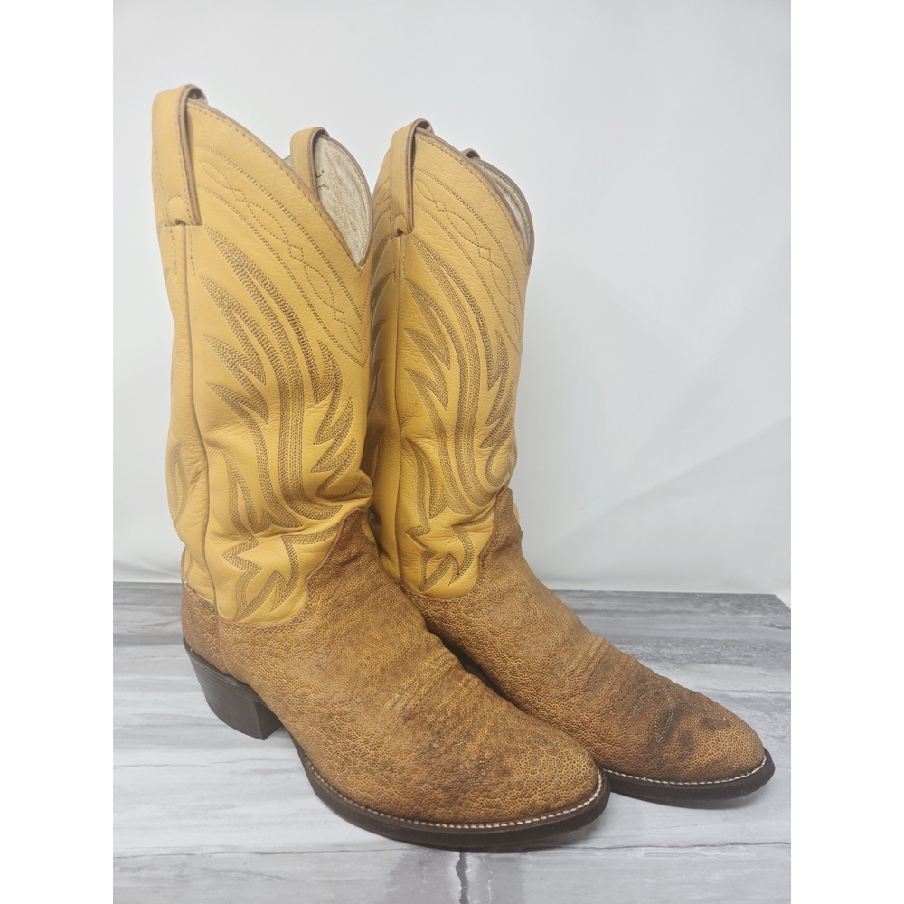 Justin Men's Vintage Cowboy Boots‎ Size 8 D 8535 Brown Tan Western Cowboy 1980's